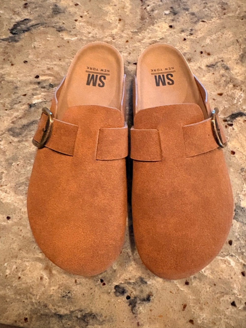NWT SM New York Suede Mules/Slides in Camel Brown, size 8